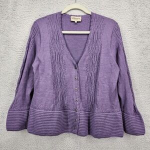 Intiwara Alpaca‎ Purple Cardigan Sweater Womens XL Handmade Bolivia 100% Alpaca